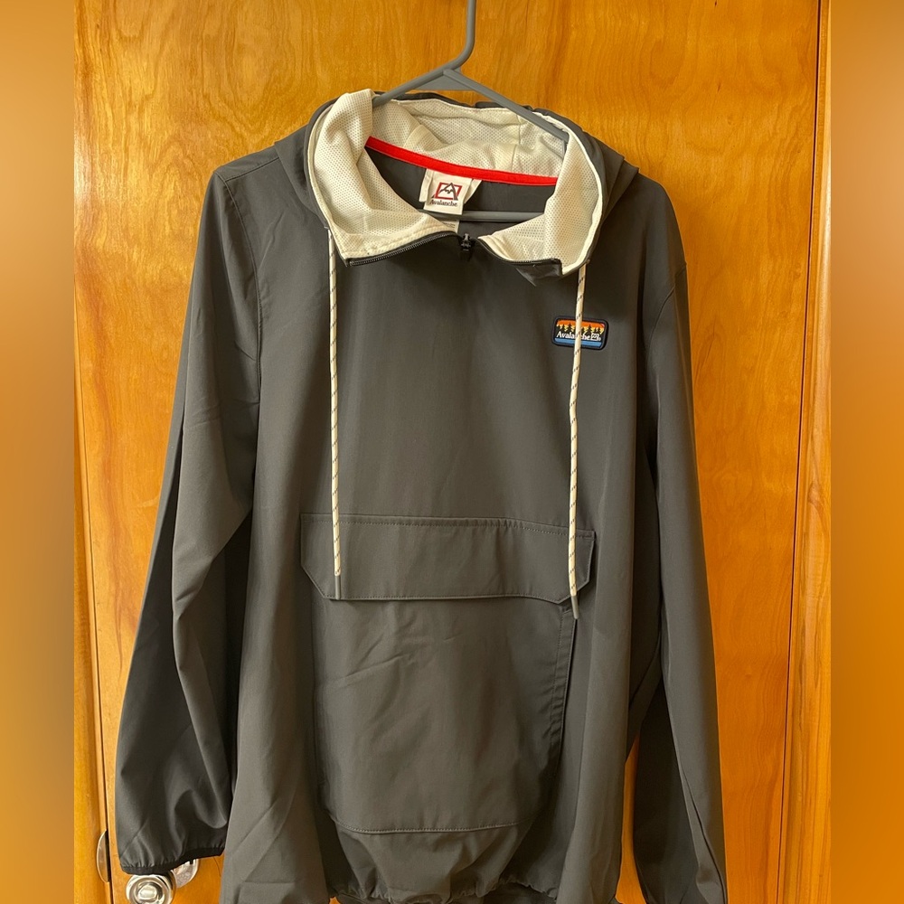 Avalanche Black Pullover Hoodie with Cream Lining and Red Trim